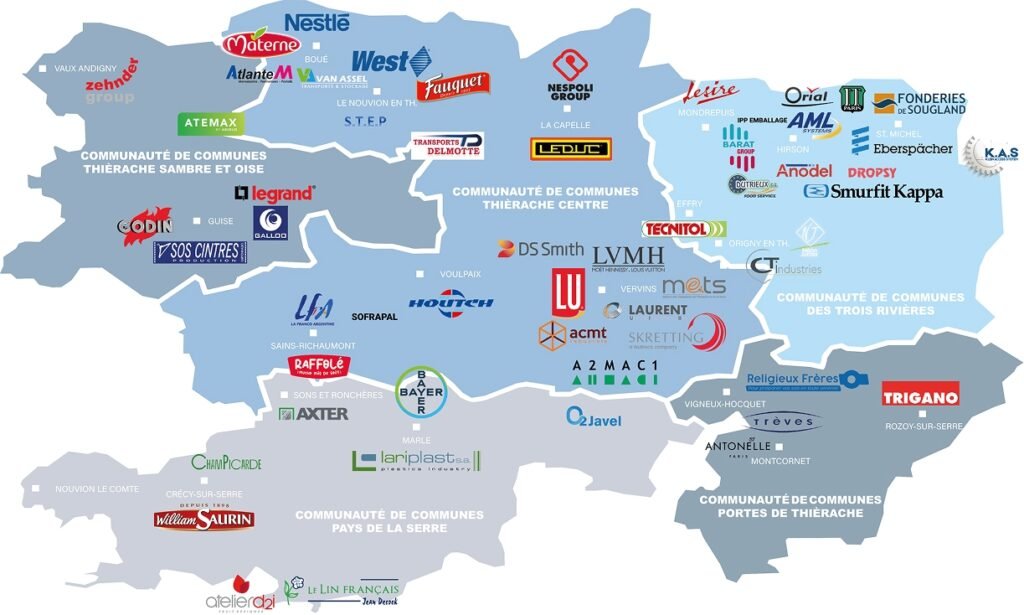 Proch'Emploi - Carte sociétés industrielles - METS - Thiérache et Serre